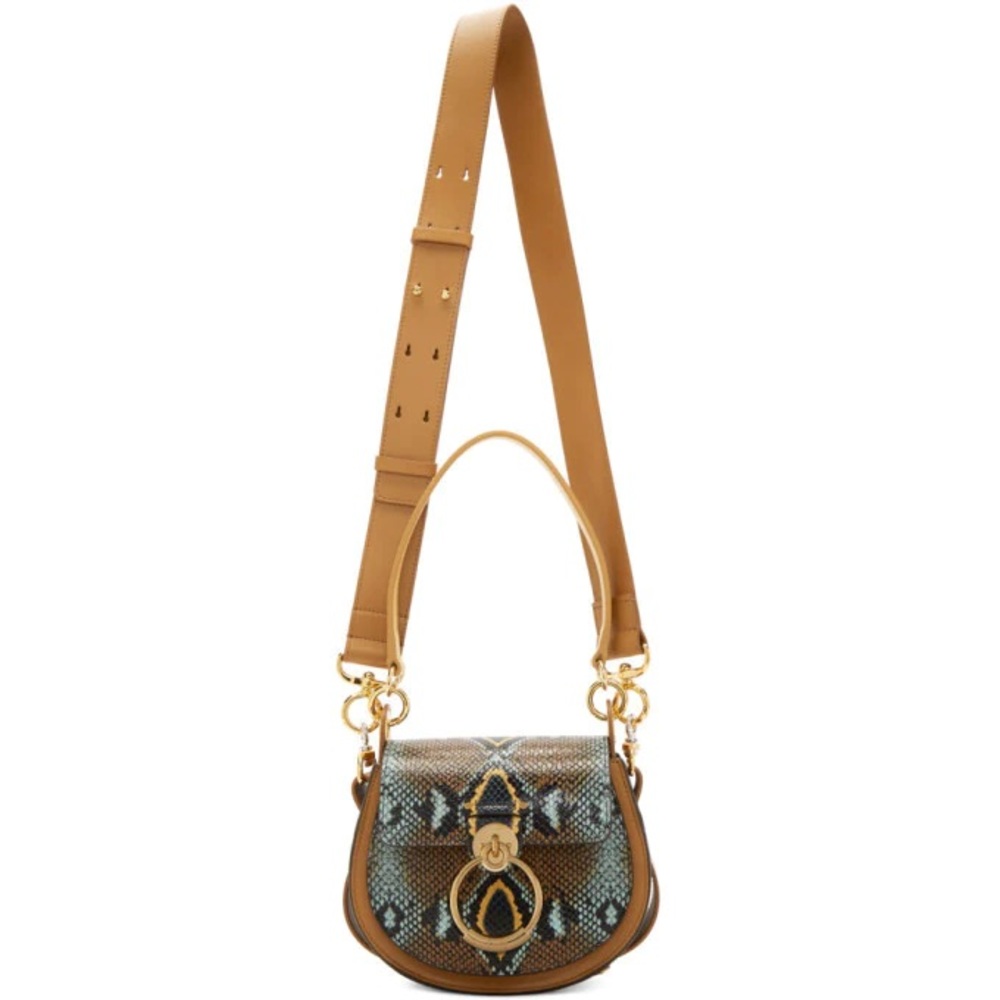 NEW Chloé Tess Small Snake-Embossed Leather Shoulder Bag - Picture 4 of 10